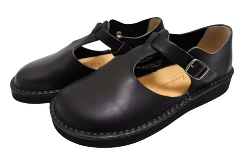 【Organic handloom GUNA ブラック】メリージェーンタイプのストラップシューズ